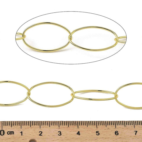 Ion Plated 24K Gold Plated 304 Stainless Steel Oval Link Chains | Soldered | 25×15×1mm Ion Plated 24K Gold Plated 304 Stainless Steel Oval Link Chains | Soldered | 25×15×1mm
