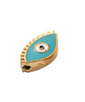 DARK TURQUOISE Ion Plated 304 Stainless Steel Beads, with Enamel, Real 18K Gold Plated, Eye Ion Plated 304 Stainless Steel Beads, with Enamel, Real 18K Gold Plated, Eye
