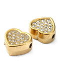 Ion Plated 304 Stainless Steel Beads, with Rhinestone, Heart, Real 18K Gold Plated 13.5mm Ion Plated 304 Stainless Steel Beads, with Rhinestone, Heart, Real 18K Gold Plated 13.5mm