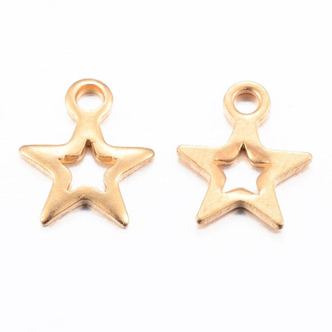 Ion Plated 304 Stainless Steel Charms, Star, Golden, 8.5x7x0.8mm Ion Plated 304 Stainless Steel Charms, Star, Golden, 8.5x7x0.8mm