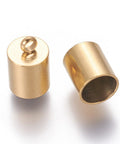 Ion Plated 304 Stainless Steel Cord Ends, End Caps, Column, Golden 7x11mm Ion Plated 304 Stainless Steel Cord Ends, End Caps, Column, Golden 7x11mm