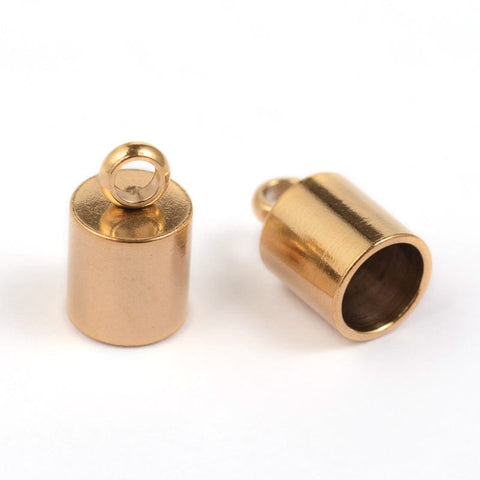 Ion Plated 304 Stainless Steel Cord Ends, Golden, 10x5mm Ion Plated 304 Stainless Steel Cord Ends, Golden, 10x5mm
