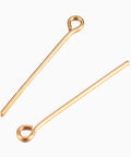 Ion Plated 304 Stainless Steel Eye Pin, Golden Ion Plated 304 Stainless Steel Eye Pin, Golden