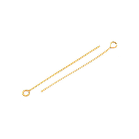 Ion Plated 304 Stainless Steel Eye Pins, Real 18K Gold Plated Ion Plated 304 Stainless Steel Eye Pins, Real 18K Gold Plated