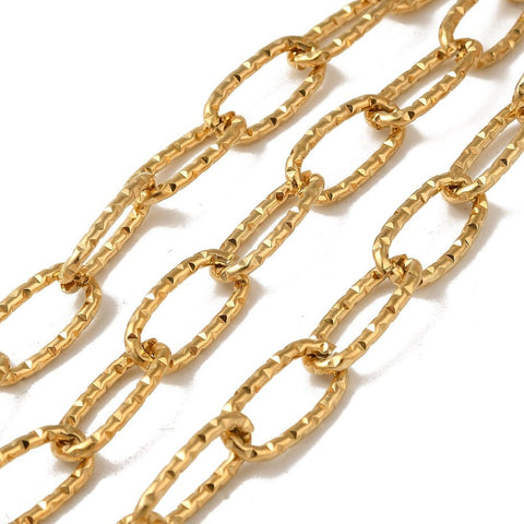 Ion Plated 304 Stainless Steel Oval Link Chains, Unwelded, Real 18K Gold Plated Ion Plated 304 Stainless Steel Oval Link Chains, Unwelded, Real 18K Gold Plated