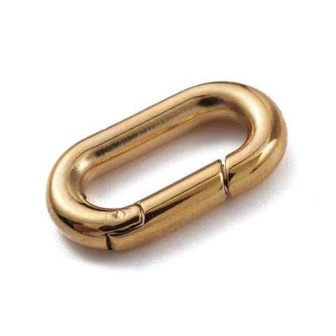 Ion Plated 304 Stainless Steel Oval Spring Gate Rings – Real 18K Gold Plated, 18.5x10x3mm Ion Plated 304 Stainless Steel Oval Spring Gate Rings – Real 18K Gold Plated, 18.5x10x3mm