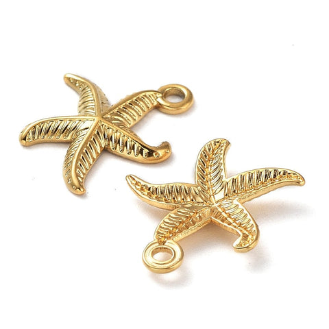 ION GOLD PLATED Ion Plated 304 Stainless Steel Pendants, Starfish Charm Ion Plated 304 Stainless Steel Pendants, Starfish Charm