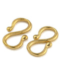 Ion Plated 304 Stainless Steel S-Hook Clasps, Real 18K Gold Plated 9x5mm Ion Plated 304 Stainless Steel S-Hook Clasps, Real 18K Gold Plated 9x5mm