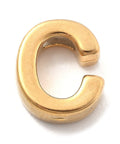 C Ion Plated 304 Stainless Steel Slider Charms, Letters, Real 18K Gold Plated Ion Plated 304 Stainless Steel Slider Charms, Letters, Real 18K Gold Plated