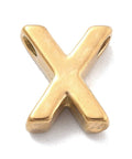 X Ion Plated 304 Stainless Steel Slider Charms, Letters, Real 18K Gold Plated Ion Plated 304 Stainless Steel Slider Charms, Letters, Real 18K Gold Plated
