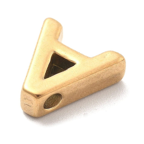 A Ion Plated 304 Stainless Steel Slider Charms, Letters, Real 18K Gold Plated Ion Plated 304 Stainless Steel Slider Charms, Letters, Real 18K Gold Plated