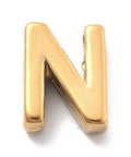 N Ion Plated 304 Stainless Steel Slider Charms, Letters, Real 18K Gold Plated Ion Plated 304 Stainless Steel Slider Charms, Letters, Real 18K Gold Plated