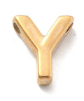 Y Ion Plated 304 Stainless Steel Slider Charms, Letters, Real 18K Gold Plated Ion Plated 304 Stainless Steel Slider Charms, Letters, Real 18K Gold Plated