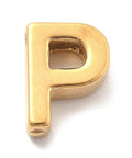 P Ion Plated 304 Stainless Steel Slider Charms, Letters, Real 18K Gold Plated Ion Plated 304 Stainless Steel Slider Charms, Letters, Real 18K Gold Plated