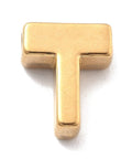 T Ion Plated 304 Stainless Steel Slider Charms, Letters, Real 18K Gold Plated Ion Plated 304 Stainless Steel Slider Charms, Letters, Real 18K Gold Plated