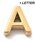 Ion Plated 304 Stainless Steel Slider Charms, Letters, Real 18K Gold Plated Ion Plated 304 Stainless Steel Slider Charms, Letters, Real 18K Gold Plated