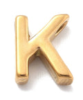 K Ion Plated 304 Stainless Steel Slider Charms, Letters, Real 18K Gold Plated Ion Plated 304 Stainless Steel Slider Charms, Letters, Real 18K Gold Plated