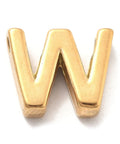 W Ion Plated 304 Stainless Steel Slider Charms, Letters, Real 18K Gold Plated Ion Plated 304 Stainless Steel Slider Charms, Letters, Real 18K Gold Plated