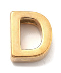 D Ion Plated 304 Stainless Steel Slider Charms, Letters, Real 18K Gold Plated Ion Plated 304 Stainless Steel Slider Charms, Letters, Real 18K Gold Plated