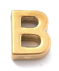 B Ion Plated 304 Stainless Steel Slider Charms, Letters, Real 18K Gold Plated Ion Plated 304 Stainless Steel Slider Charms, Letters, Real 18K Gold Plated