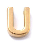 U Ion Plated 304 Stainless Steel Slider Charms, Letters, Real 18K Gold Plated Ion Plated 304 Stainless Steel Slider Charms, Letters, Real 18K Gold Plated