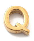 Q Ion Plated 304 Stainless Steel Slider Charms, Letters, Real 18K Gold Plated Ion Plated 304 Stainless Steel Slider Charms, Letters, Real 18K Gold Plated