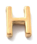 H Ion Plated 304 Stainless Steel Slider Charms, Letters, Real 18K Gold Plated Ion Plated 304 Stainless Steel Slider Charms, Letters, Real 18K Gold Plated