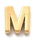 M Ion Plated 304 Stainless Steel Slider Charms, Letters, Real 18K Gold Plated Ion Plated 304 Stainless Steel Slider Charms, Letters, Real 18K Gold Plated
