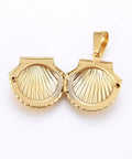 Ion Plated 316 Stainless Steel Locket Pendant Charm for photo, Scallop, Real 18k Gold Plated Ion Plated 316 Stainless Steel Locket Pendant Charm for photo, Scallop, Real 18k Gold Plated
