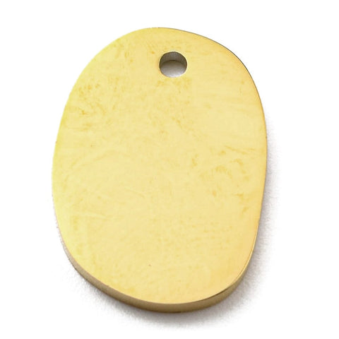 Ion Plated 316L Stainless Steel Pendants, Textured, Oval Charm, Real 18K Gold Plated, 17x12x1.5mm Ion Plated 316L Stainless Steel Pendants, Textured, Oval Charm, Real 18K Gold Plated, 17x12x1.5mm