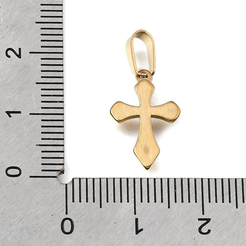 Ion plated Golden Stainless Steel Cross Pendant with Snap-On Bail – 16mm Golden Stainless Steel Cross Pendant 16mm | BalzarCrafts