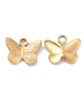 GOLDEN ION PLATED Ion Plating 304 Stainless Steel Butterfly Charms Ion Plating 304 Stainless Steel Butterfly Charms