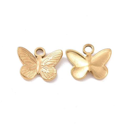 GOLDEN ION PLATED Ion Plating 304 Stainless Steel Butterfly Charms Ion Plating 304 Stainless Steel Butterfly Charms