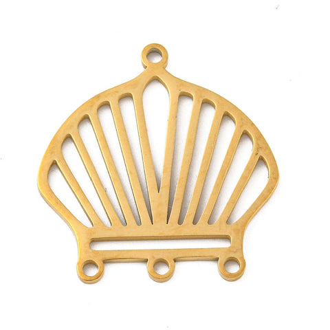 ION GOLD PLATED Ion Plating 304 Stainless Steel Chandelier Component Links, Laser Cut, Shell Shape, 23.x25mm Ion Plating 304 Stainless Steel Chandelier Component Links, Laser Cut, Shell Shape, 23.x25mm