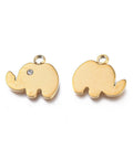 Ion Plating 304 Stainless Steel Charm Pendant, Manual Polishing, with Crystal Rhinestone, Elephant, Golden 12.5x11.5mm Ion Plating 304 Stainless Steel Charm Pendant, Manual Polishing, with Crystal Rhinestone, Elephant, Golden 12.5x11.5mm
