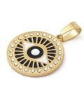 Ion Plating 304 Stainless Steel Enamel Rhinestone Pendant, Eye, Real 18K Gold Plated 23.5mm Ion Plating 304 Stainless Steel Enamel Rhinestone Pendant, Eye, Real 18K Gold Plated 23.5mm