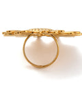 Ion Plating 304 Stainless Steel Flower Open Cuff Rings, Golden Adjustable Ion Plating 304 Stainless Steel Flower Open Cuff Rings, Golden Adjustable