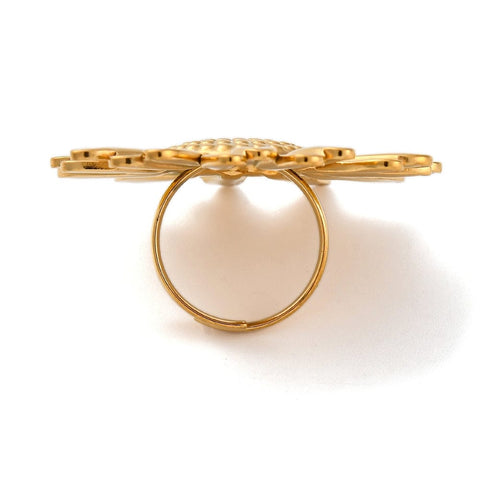 Ion Plating 304 Stainless Steel Flower Open Cuff Rings, Golden Adjustable Ion Plating 304 Stainless Steel Flower Open Cuff Rings, Golden Adjustable