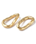 Ion Plating 304 Stainless Steel Linking Ring, Hammered, Teardrop, Real 18K Gold Plated Ion Plating 304 Stainless Steel Linking Ring, Hammered, Teardrop, Real 18K Gold Plated