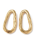 Ion Plating 304 Stainless Steel Linking Ring, Hammered, Teardrop, Real 18K Gold Plated Ion Plating 304 Stainless Steel Linking Ring, Hammered, Teardrop, Real 18K Gold Plated