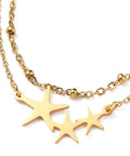 Ion Plating 304 Stainless Steel Multi-strand Anklets, with Satellite Chains and Stainless Steel Star Links, Golden 9-7/8 inch(25cm) Ion Plating 304 Stainless Steel Multi-strand Anklets, with Satellite Chains and Stainless Steel Star Links, Golden 9-7/8 inch(25cm)