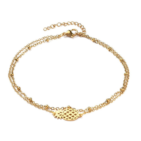 Ion Plating 304 Stainless Steel Multi-strand Anklets, with Satellite Chains with Pineapple Links, Golden Size: about 9-7/8 inch(25cm) long, Pineapple Ion Plating 304 Stainless Steel Multi-strand Anklets, with Satellite Chains with Pineapple Links, Golden Size: about 9-7/8 inch(25cm) long, Pineapple