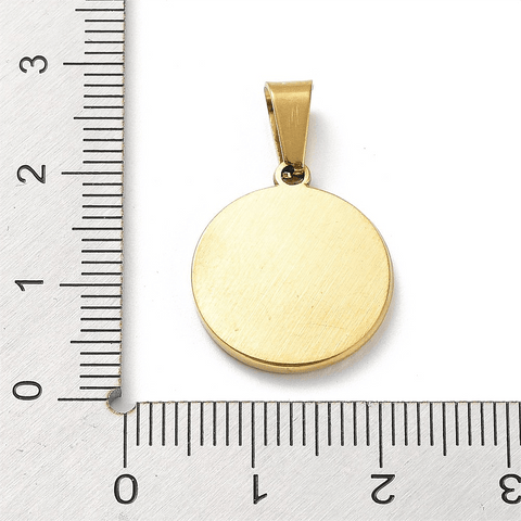 Ion Plating 304 Stainless Steel Pendants, with Enamel, Golden, Flat Round with Evil Eye Charm, 18.x16.5mm Ion Plating 304 Stainless Steel Pendants, with Enamel, Golden, Flat Round with Evil Eye Charm, 18.x16.5mm