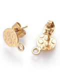 Ion Plating 304 Stainless Steel Stud Earring Textured Flat Round, Golden 8x11.5mm Ion Plating 304 Stainless Steel Stud Earring Textured Flat Round, Golden 8x11.5mm