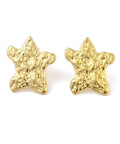 Ion Plating 304 Stainless Steel Stud Earrings, Hammered Flower or Star 18kt Gold Plated Ion Plating 304 Stainless Steel Stud Earrings, Hammered Flower 18kt Gold Plated