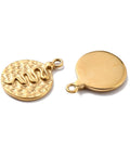 Ion Plating 316 Surgical Stainless Steel Pendants, Flat Round with Snake Ion Plating 316 Surgical Stainless Steel Pendants, Flat Round with Snake