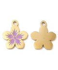 Ion Plating 316L Surgical Stainless Steel Charms, with Enamel, Flower Charm, Real 18K Gold Plated, 14x12x1.2mm Ion Plating 316L Surgical Stainless Steel Charms, with Enamel, Flower Charm, Real 18K Gold Plated, 14x12x1.2mm