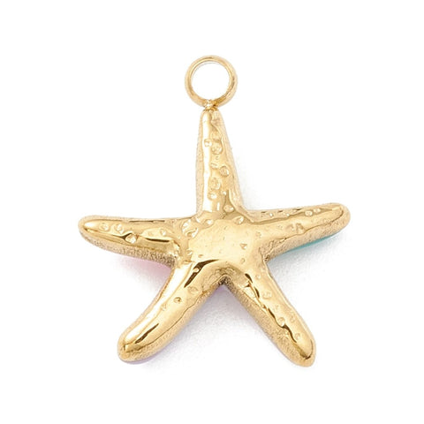 Ion Plating (IP) 304 Stainless Steel Enamel Starfish Charms, Golden, 14x12x3mm Ion Plating (IP) 304 Stainless Steel Enamel Starfish Charms, Golden, 14x12x3mm