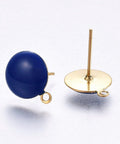 BLUE (SE8854-BLU) Ion Plating (IP) 304 Stainless Steel Stud Earring with Loop, Enamel, Golden, 12.5x10x2mm Ion Plating (IP) 304 Stainless Steel Stud Earring with Loop, Enamel, Golden, 12.5x10x2mm