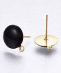 BLACK Ion Plating (IP) 304 Stainless Steel Stud Earring with Loop, Enamel, Golden, 12.5x10x2mm Ion Plating (IP) 304 Stainless Steel Stud Earring with Loop, Enamel, Golden, 12.5x10x2mm